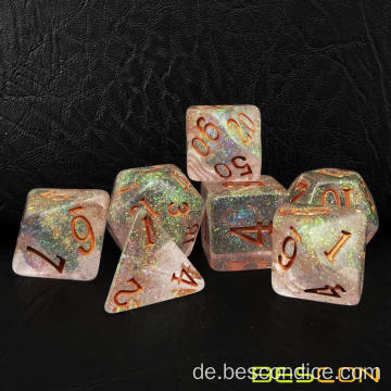 Bescon Iridecent Shimmery Dice Set Bronze-Golden, RPG 7-DICE-Set in Ziegelkastenpackung